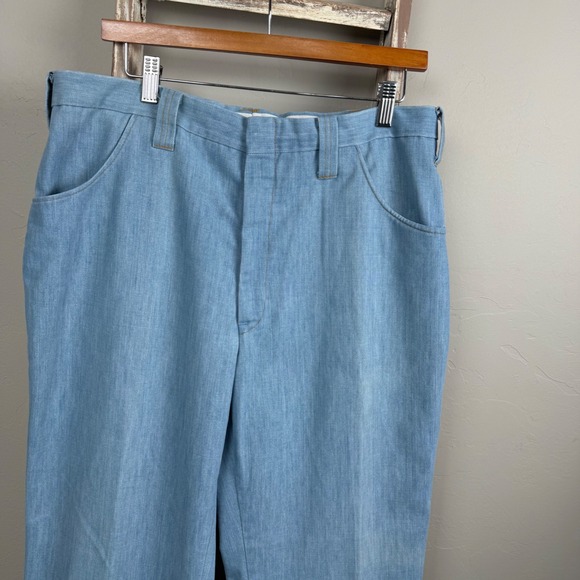 Vintage‎ 70s Tobias Blue Flared Hippie Zip Fly Denim Jeans 34x27.5, USA - Picture 2 of 7